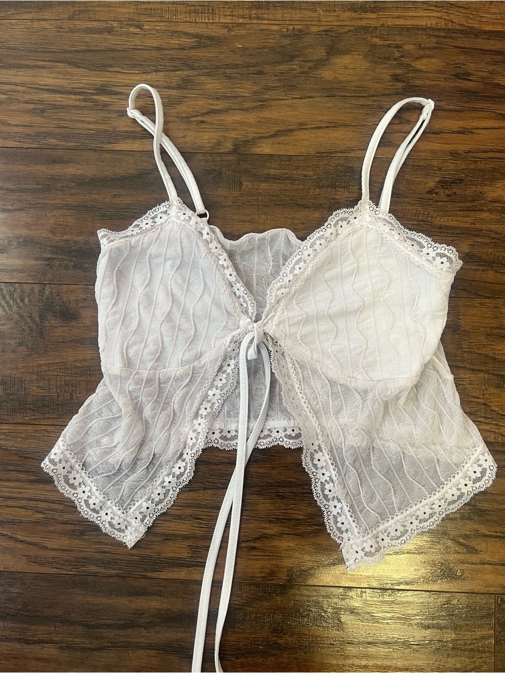 SHEIN White Lace Tie-Front Camisole Bralette